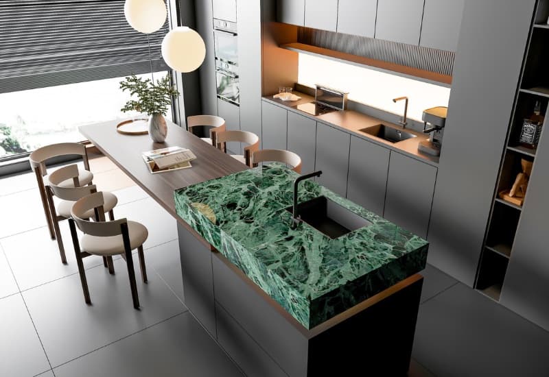 Minimal Stone Texture Kitchen - Beyond Renovation Adelaide